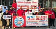 CWA Bargaining Update [telecom]  |  CWA members from across the country demonstrated and distributed flyers outside...